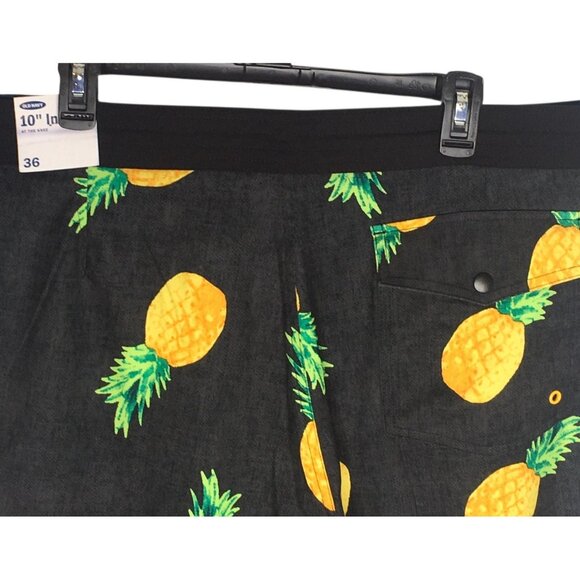 Old Navy Board Shorts Mens 36 Pineapple Print 10" Inseam UPF 40 Built-In Flex - Picture 15 of 16